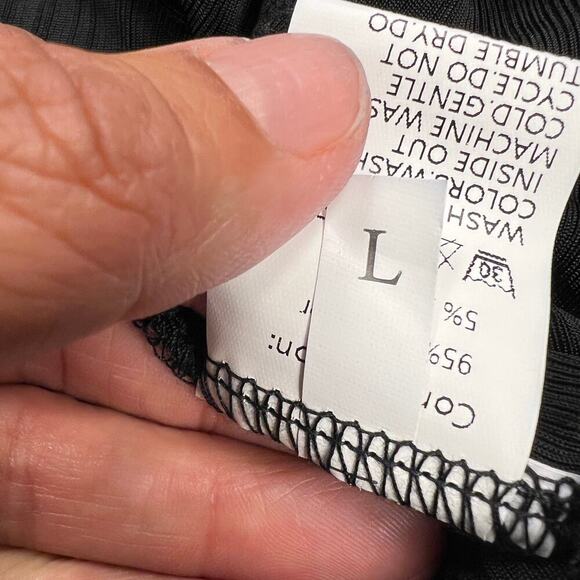 Zaful Swim Cover Up Ribbed Black V-Neck O-Ring Short Sleeve New w/Tags Size L - Picture 6 of 10